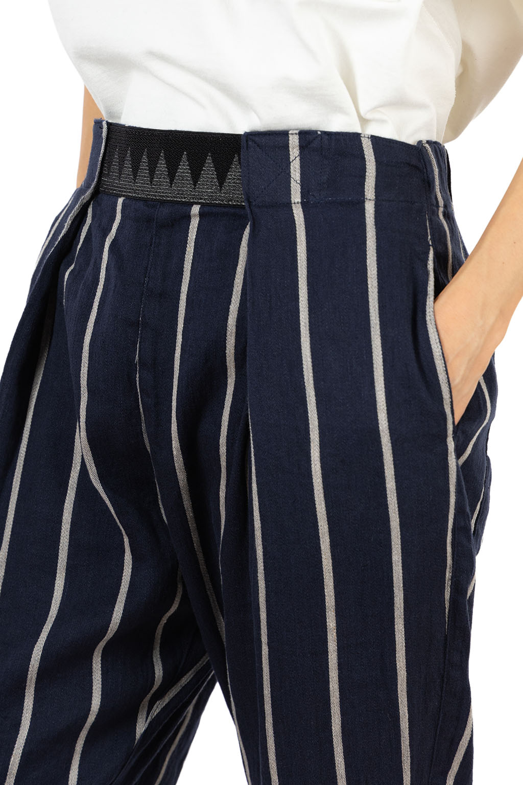 Kapital - Linen PHILLIES Stripe EASY-BEACH-GO Pants - Navy