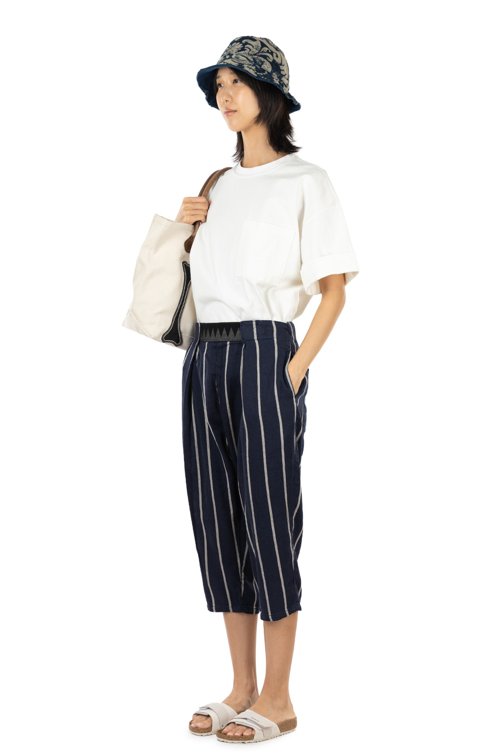 Kapital - Linen PHILLIES Stripe EASY-BEACH-GO Pants - Navy