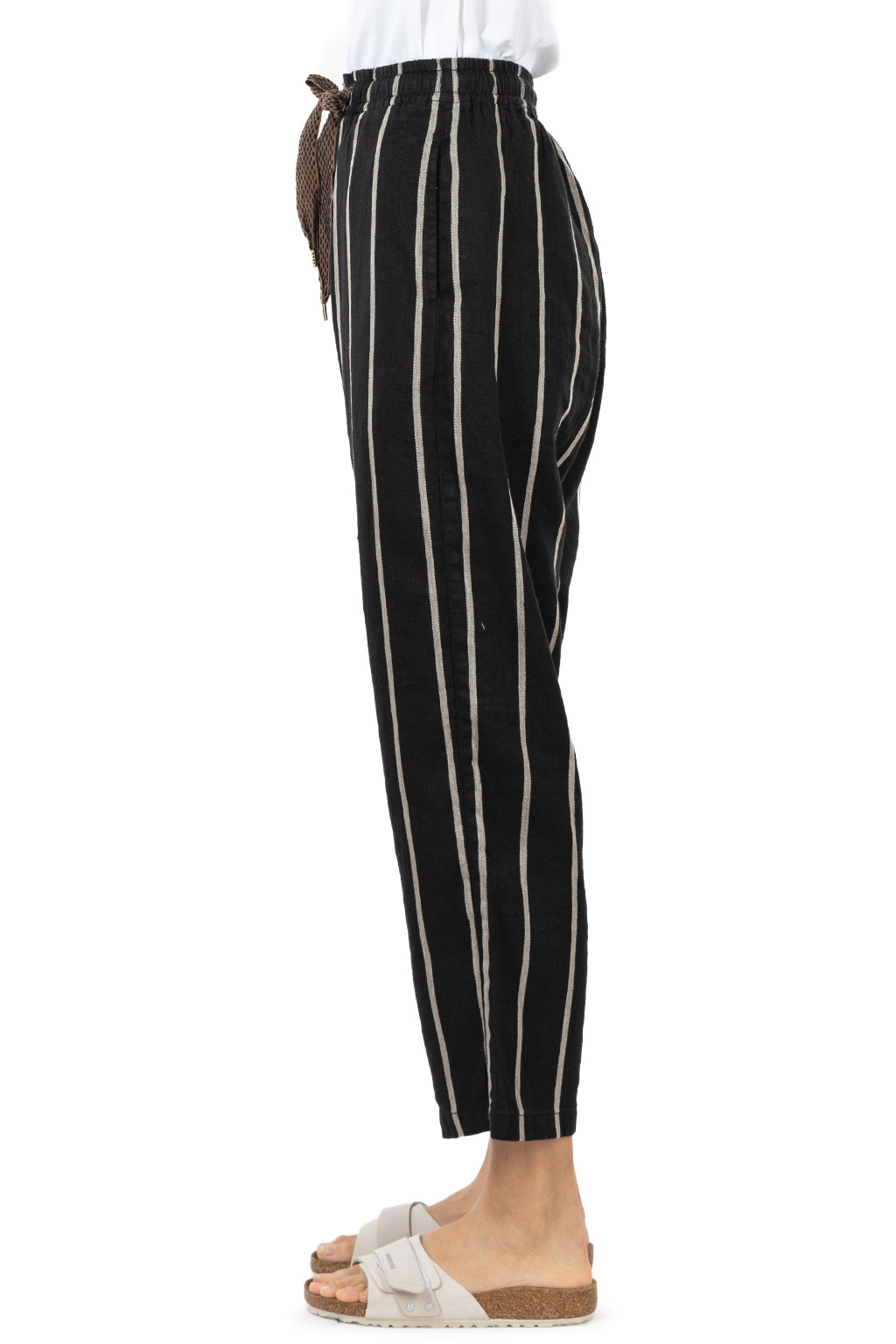 Kapital - Linen PHILLIES Stripe EASY Pants - Black