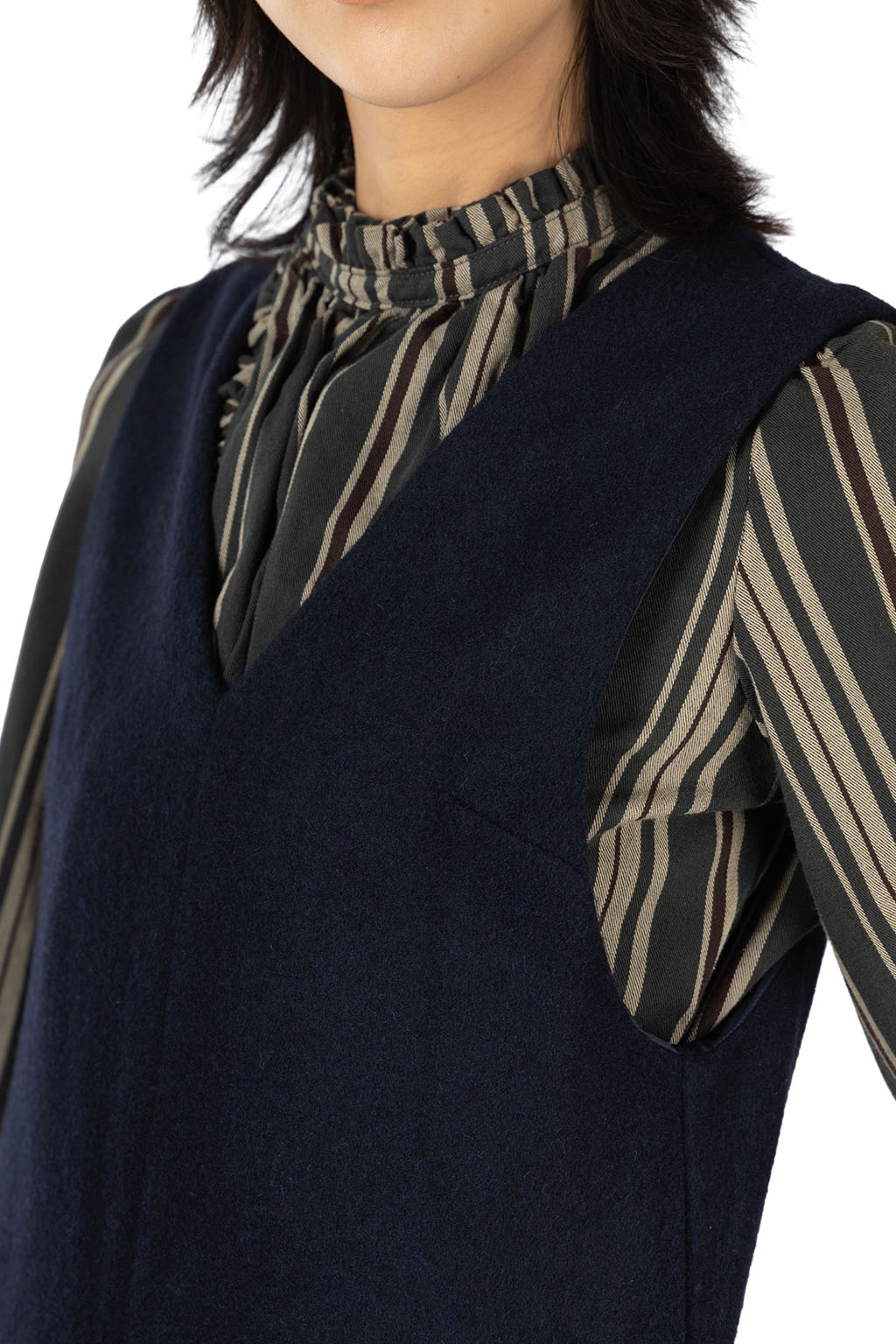 Kapital Melton Wool Gilet Overall - Navy
