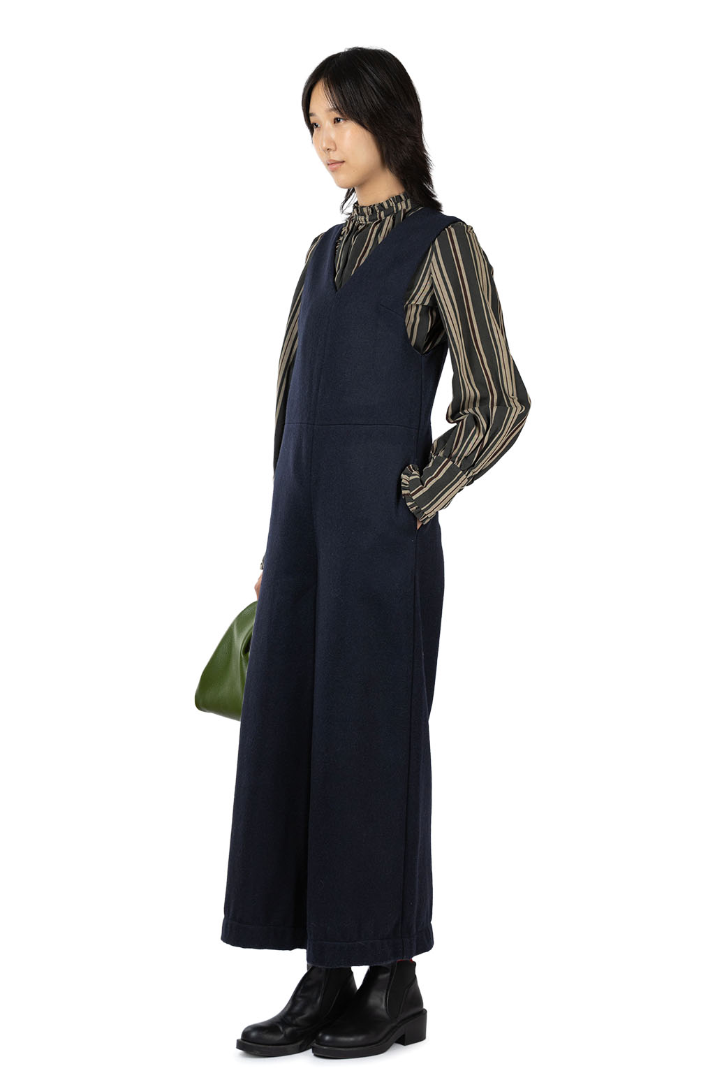 Kapital Melton Wool Gilet Overall - Navy
