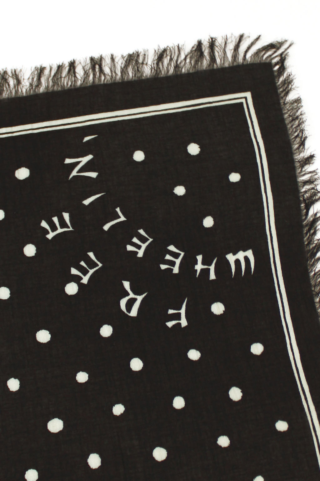 Kapital - Rayon Fringed Square Stole (KAYO HUESO) - Black