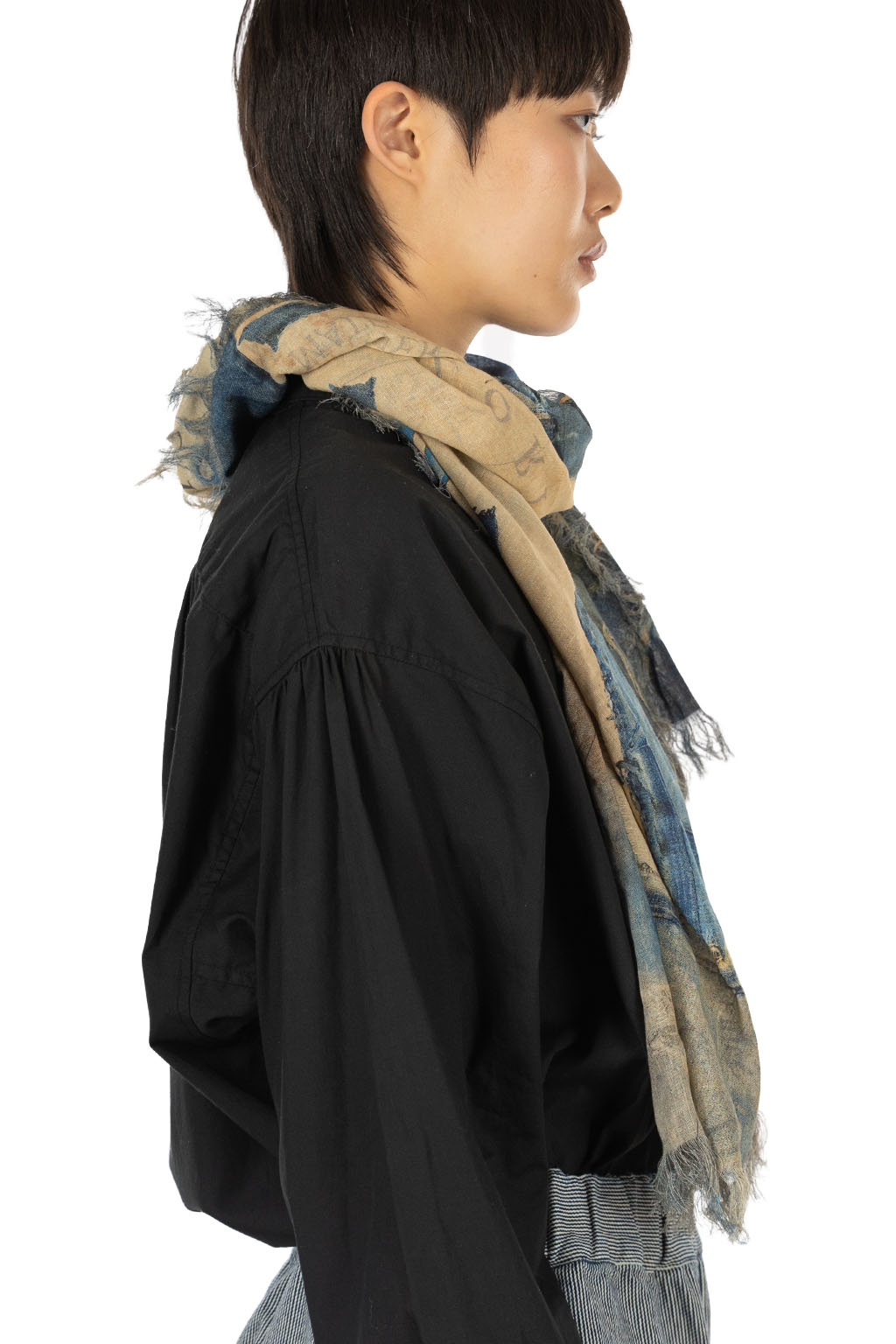 Kapital - Rayon Fringed Stole (KAYO FUESO Denim Map) - Blue