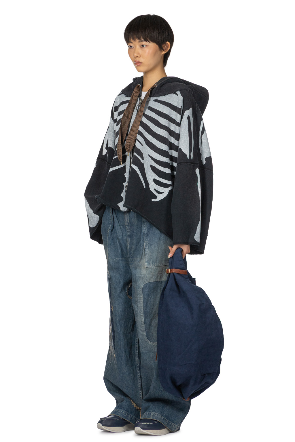 Kapital - SWT Knit DEVIL Hoodie Blouson-Bone - Black  