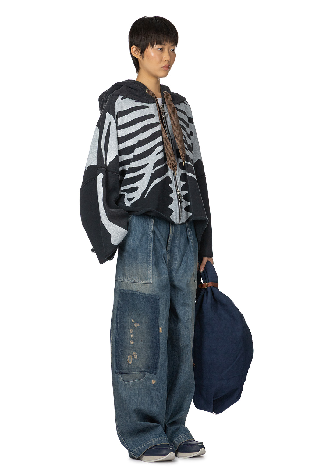 Kapital - SWT Knit DEVIL Hoodie Blouson-Bone - Black  