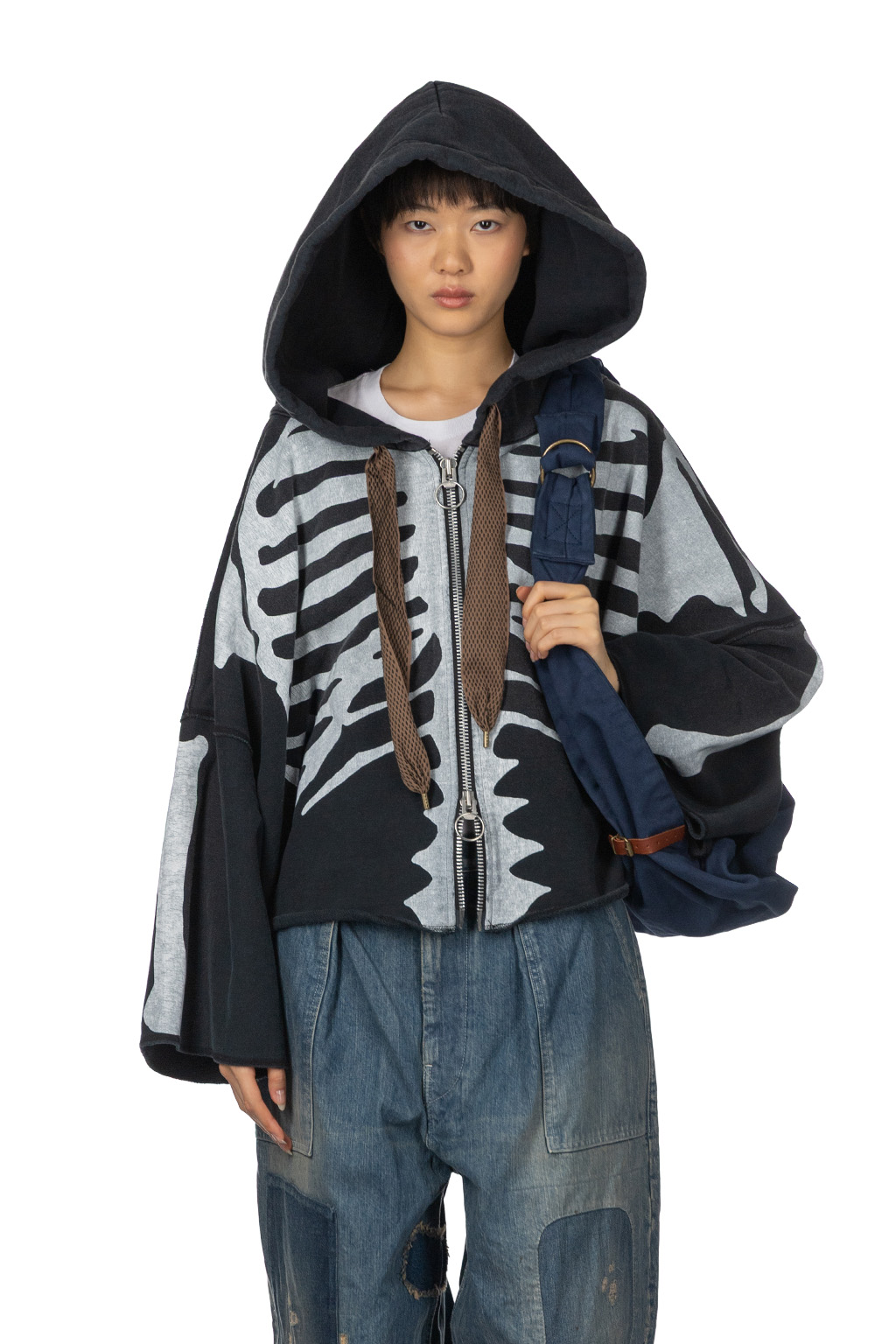 Kapital - SWT Knit DEVIL Hoodie Blouson-Bone - Black  