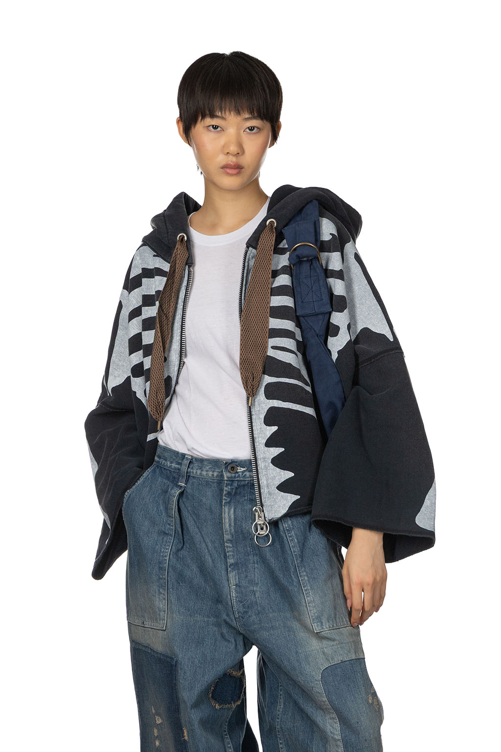 Kapital - SWT Knit DEVIL Hoodie Blouson-Bone - Black  