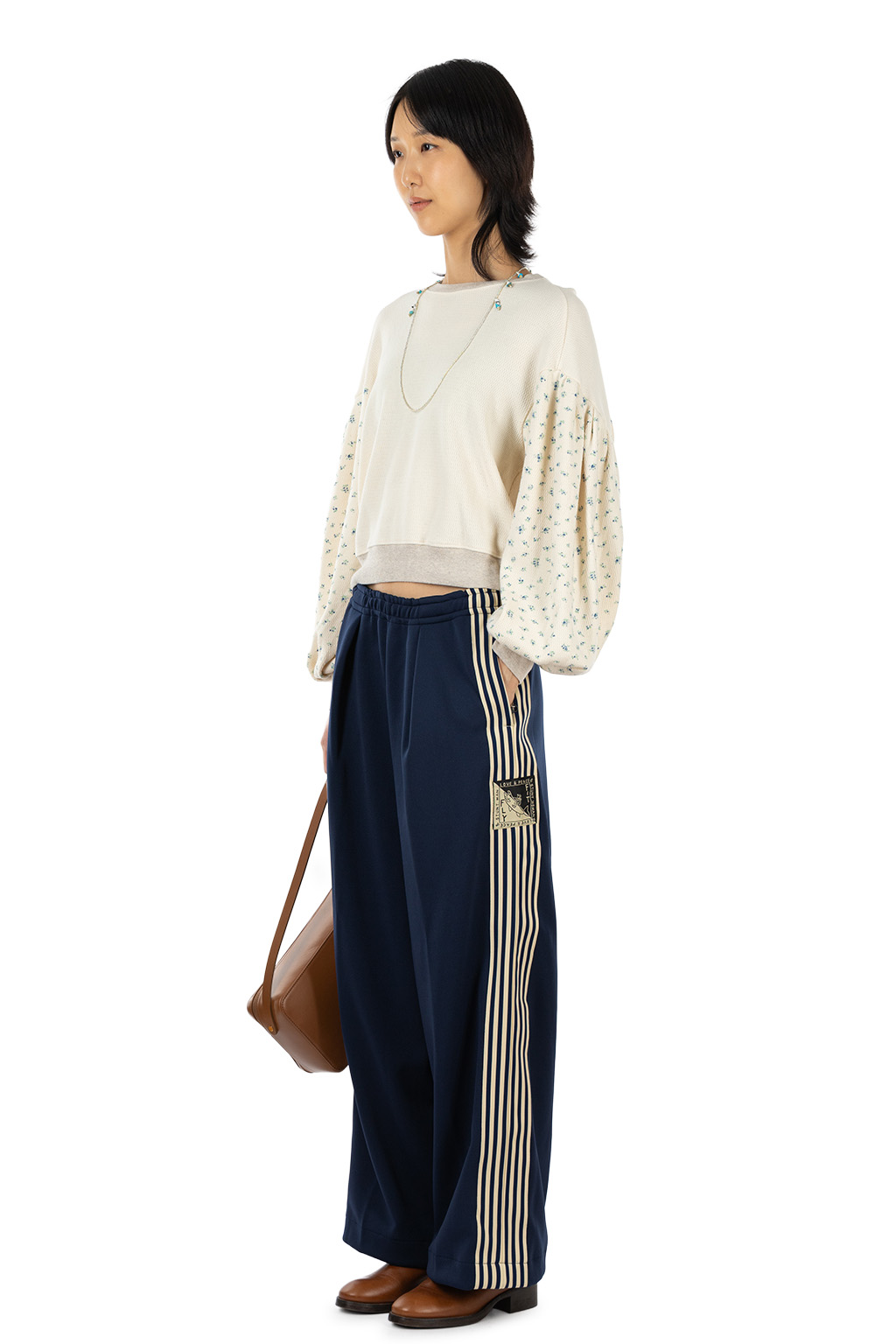 Kapital - Smooth Jersey Baggy Track Pants (Banner Stripe) - Navy