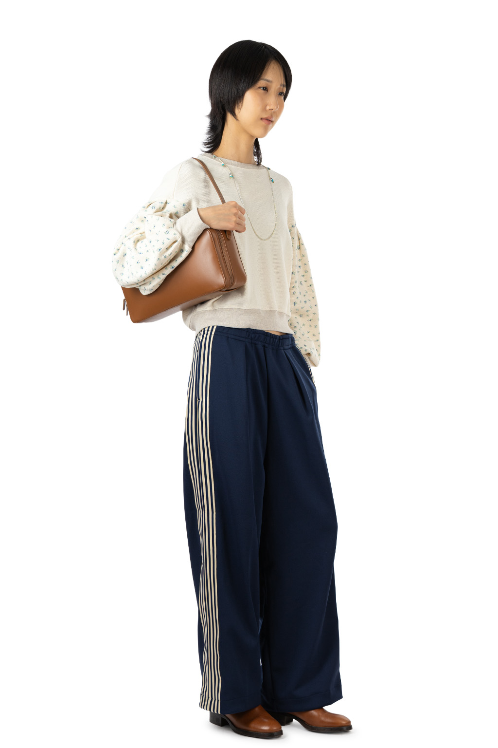 Kapital - Smooth Jersey Baggy Track Pants (Banner Stripe) - Navy