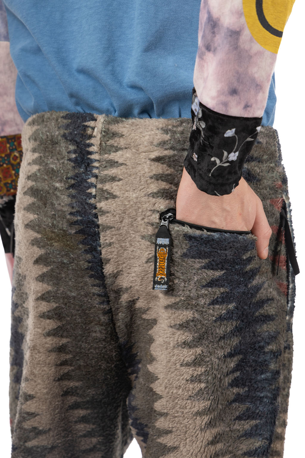 Kapital THUNDER MOTHER Fleece EASY Pants - Grey x Beige