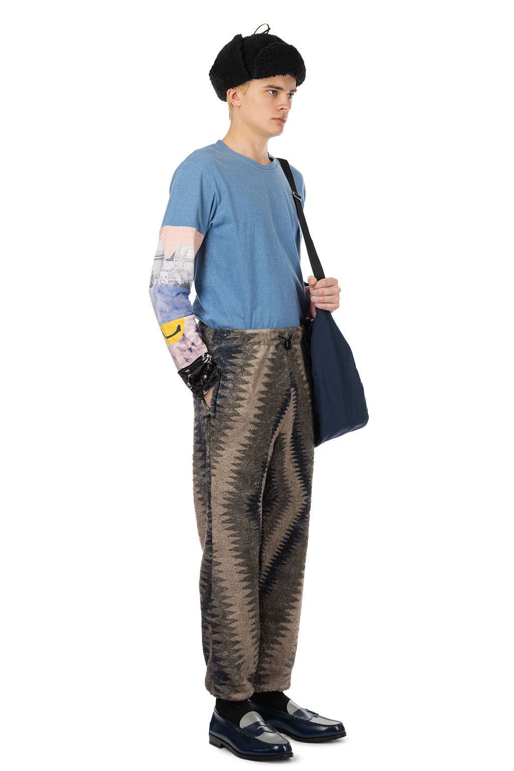 Kapital THUNDER MOTHER Fleece EASY Pants - Grey x Beige