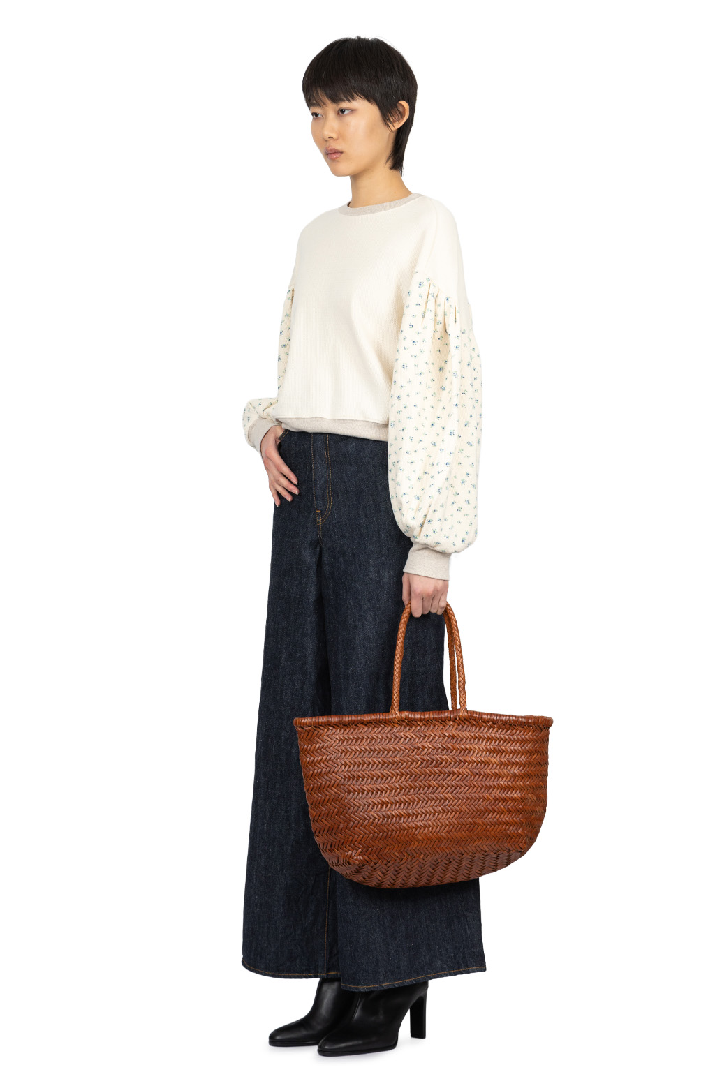 Kapital - Waffle Jersey Carico 2TONES Bouffant SWT - Blue