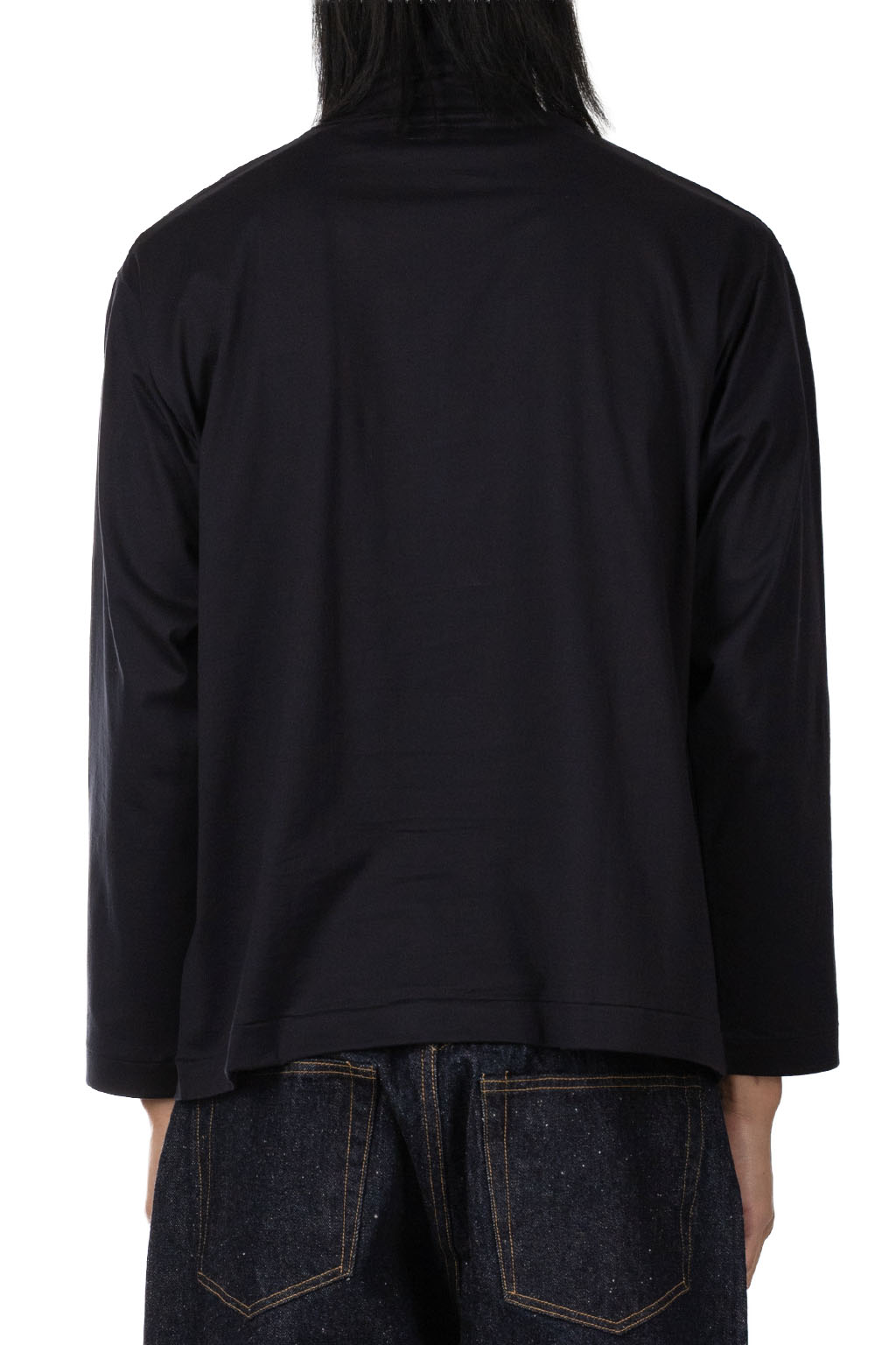 Kaptain Sunshine - Suvin Cotton Suede Tenjiku High Neck Tee - Navy