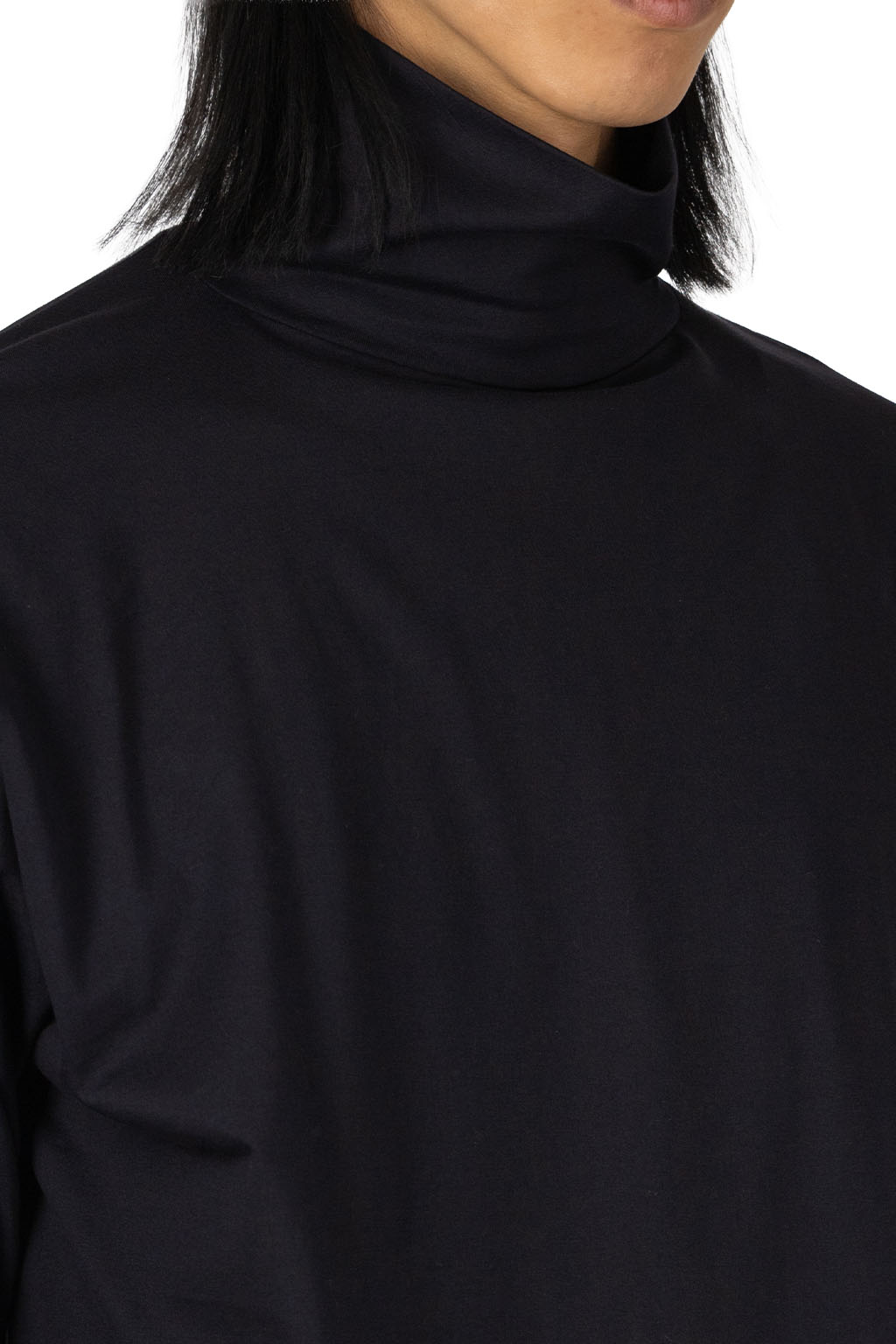 Kaptain Sunshine - Suvin Cotton Suede Tenjiku High Neck Tee - Navy