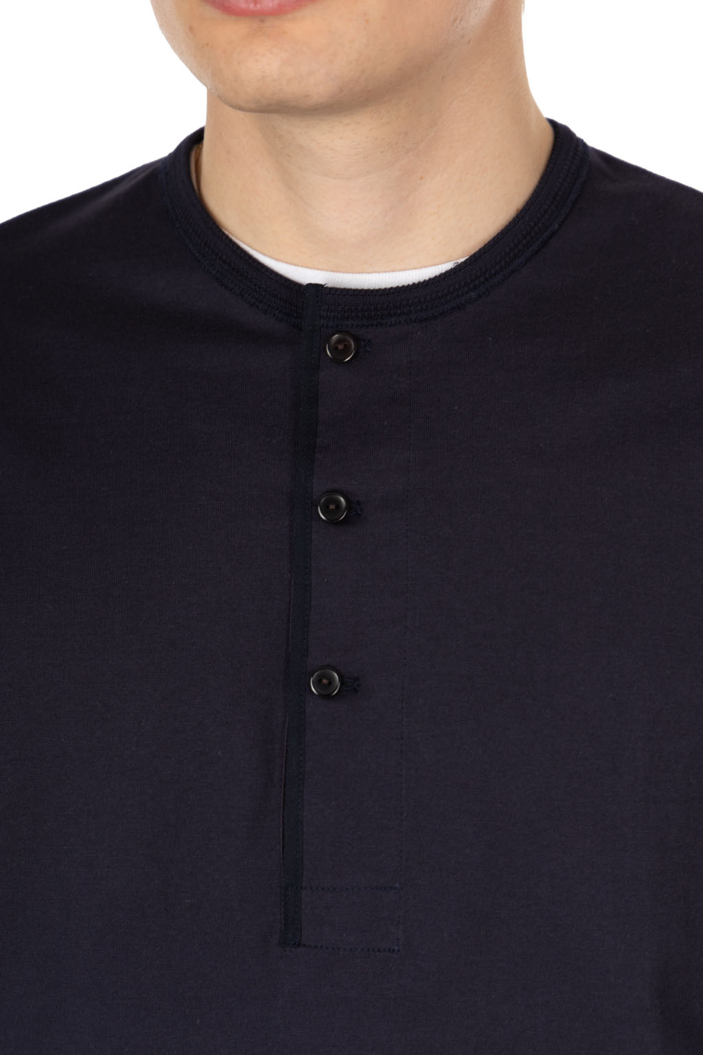 Kaptain Sunshine - Suvin Supima Tube Henleyneck Tee Light  - Navy