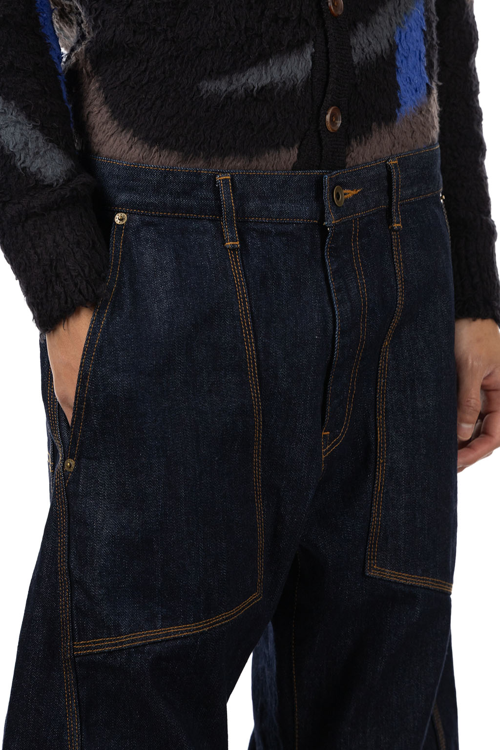 KHOKI - 3D Cutting Denim Pants - Indigo