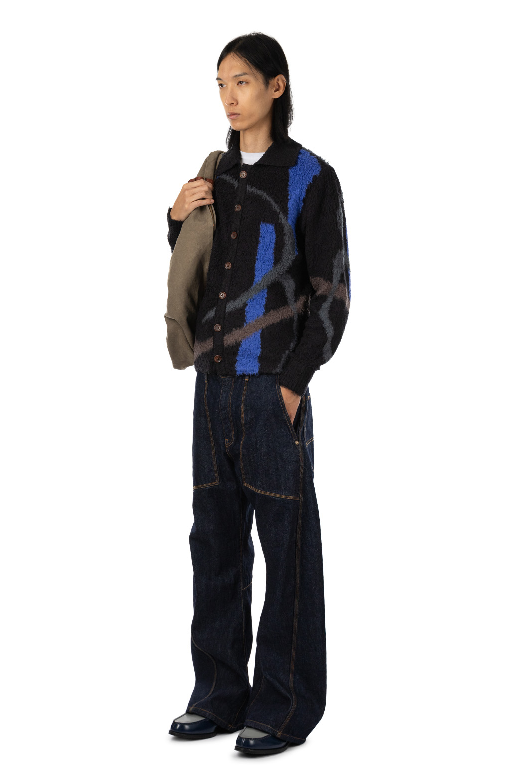 KHOKI - Jacquard-Design Cardigan - Black