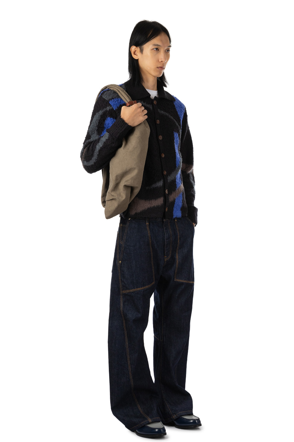 KHOKI - Jacquard-Design Cardigan - Black