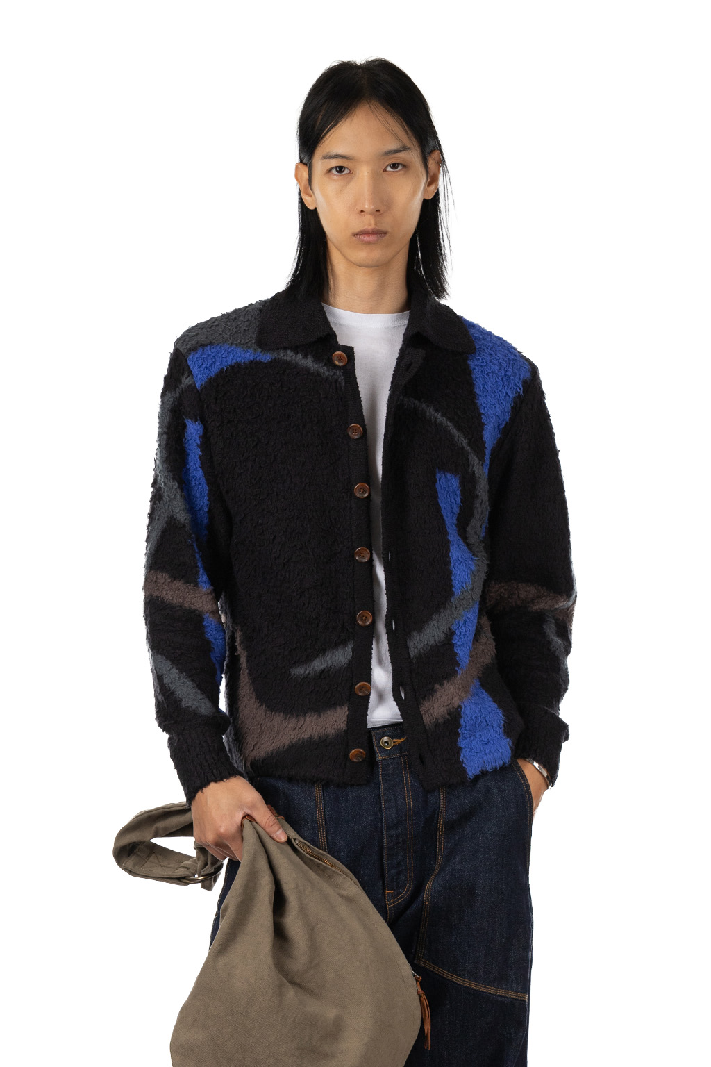 KHOKI - Jacquard-Design Cardigan - Black