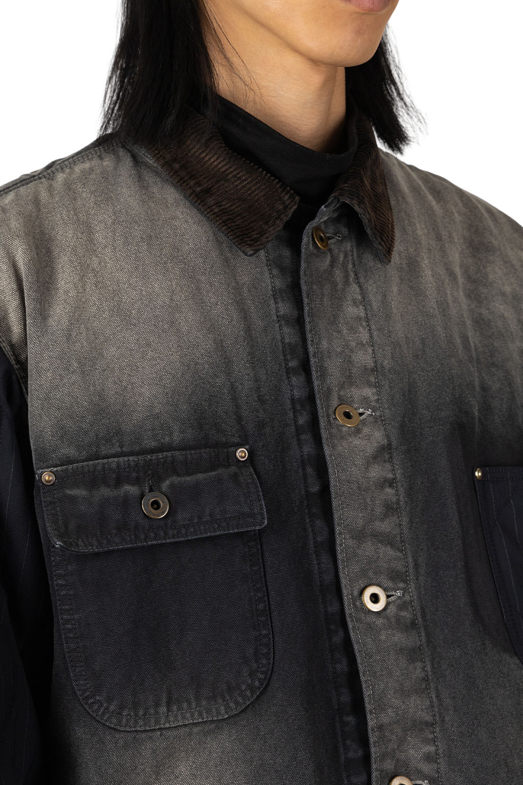 KHOKI - Vintage-Effect Work Coat - Black