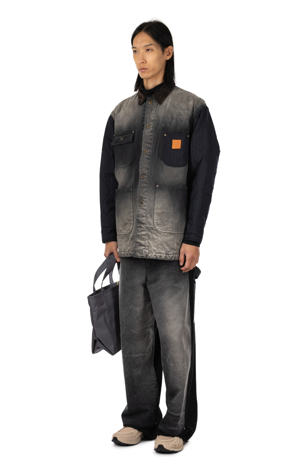 KHOKI - Vintage-Effect Work Coat - Black