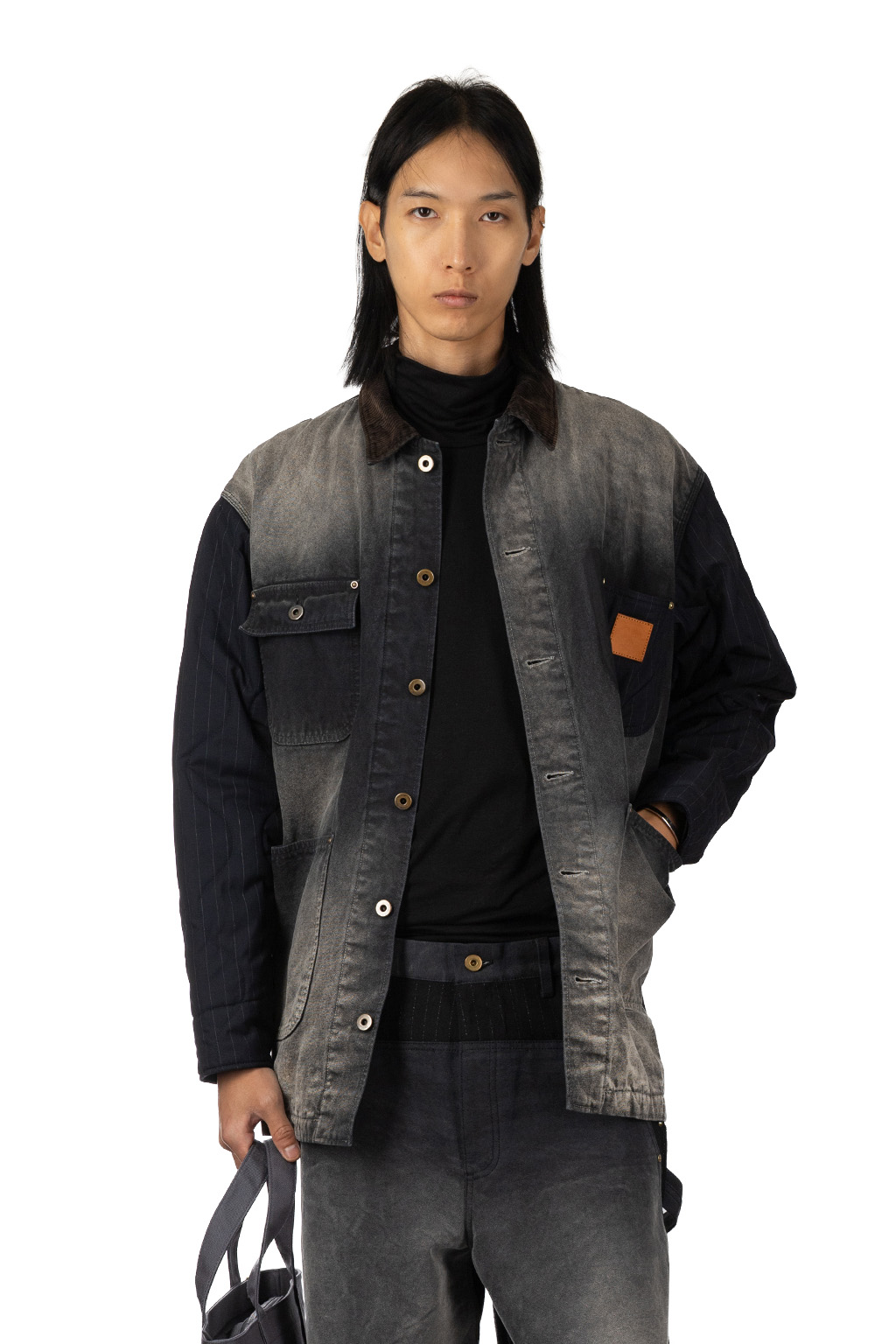 KHOKI - Vintage-Effect Work Coat - Black