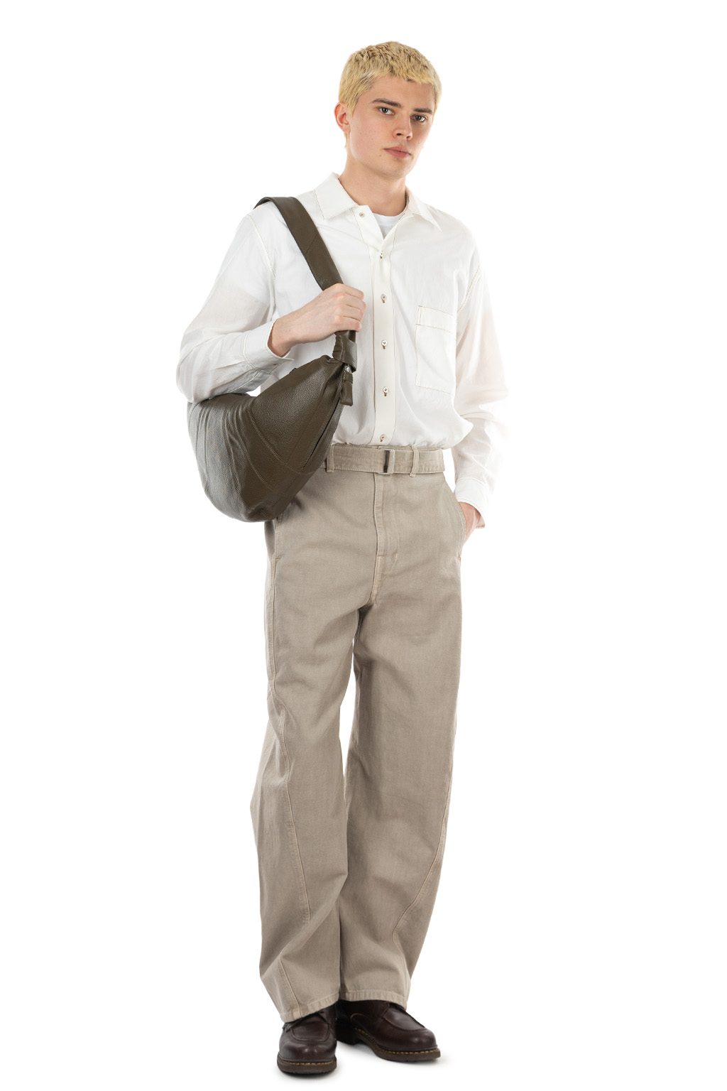 Lemaire - Large Croissant Bag Soft Grained Leather - Dark Oliver