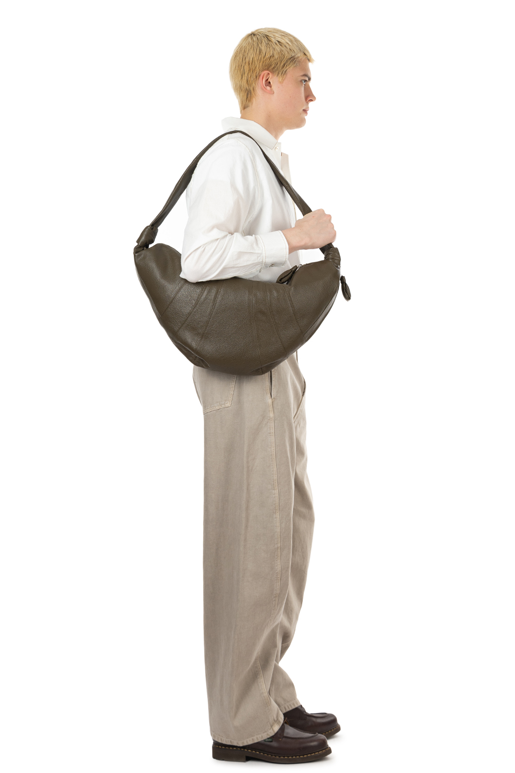 Lemaire - Large Croissant Bag Soft Grained Leather - Dark Oliver