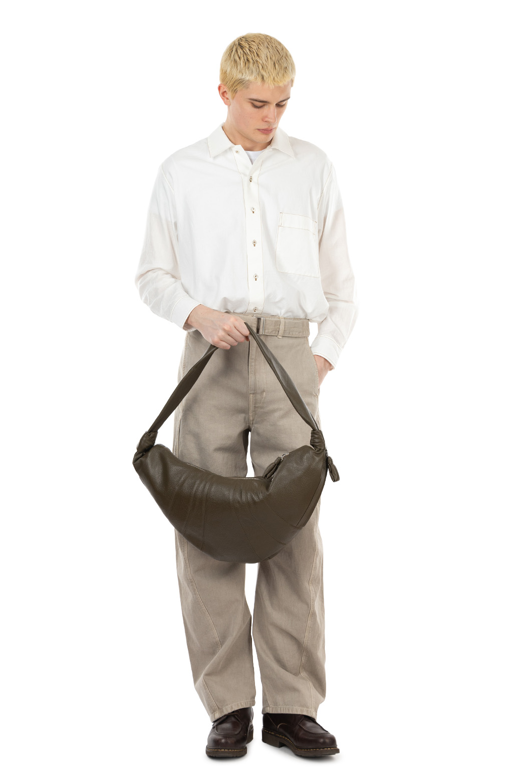 Lemaire - Large Croissant Bag Soft Grained Leather - Dark Oliver