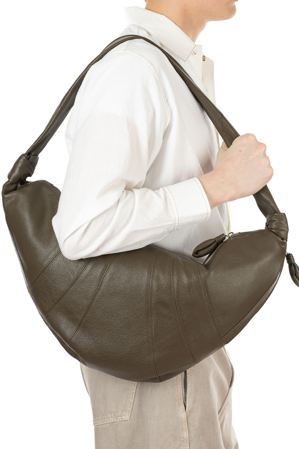 Lemaire - Large Croissant Bag Soft Grained Leather - Dark Oliver