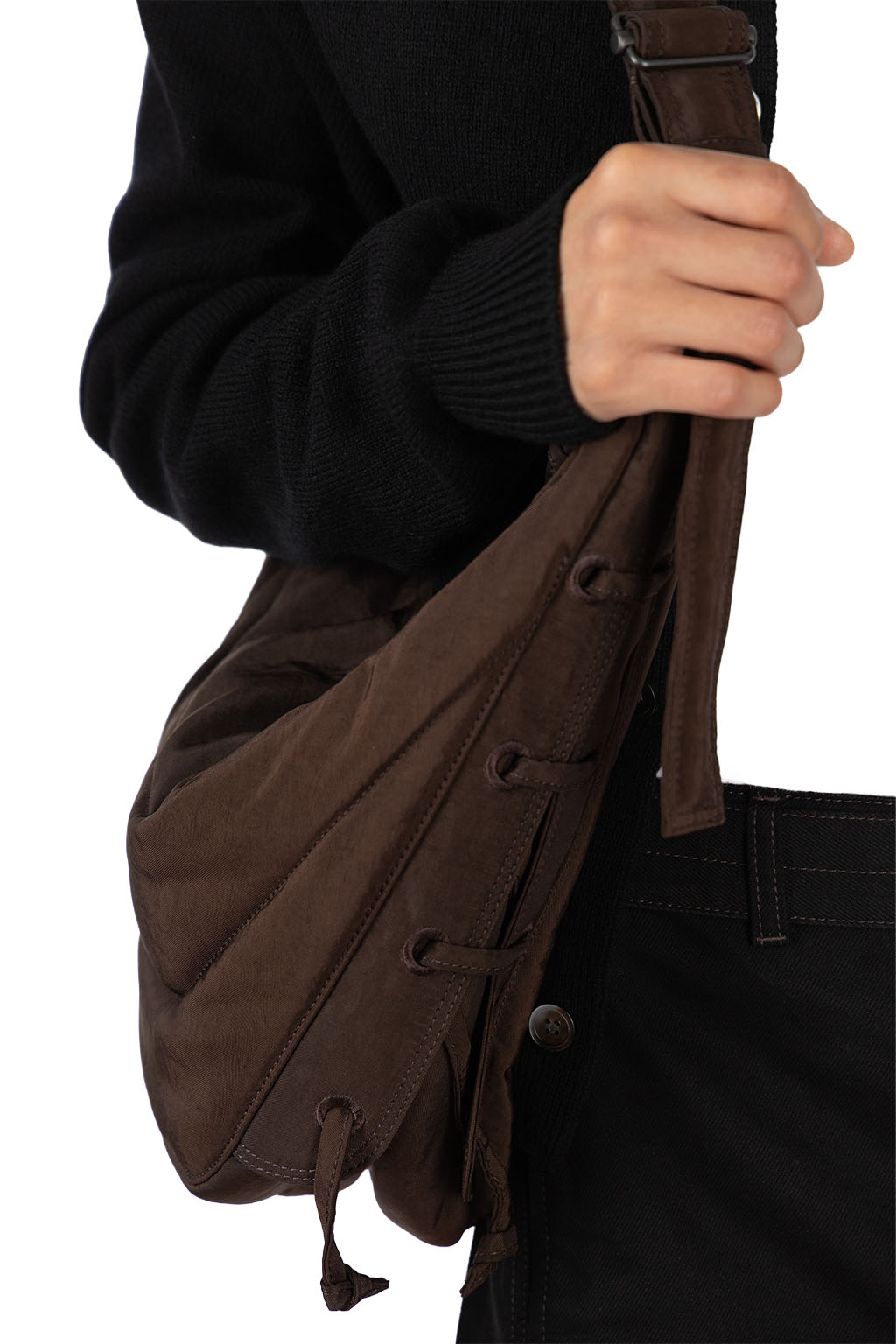 Lemaire - Medium Soft Game Bag - Nylon Canvas - Chocolate Truffle
