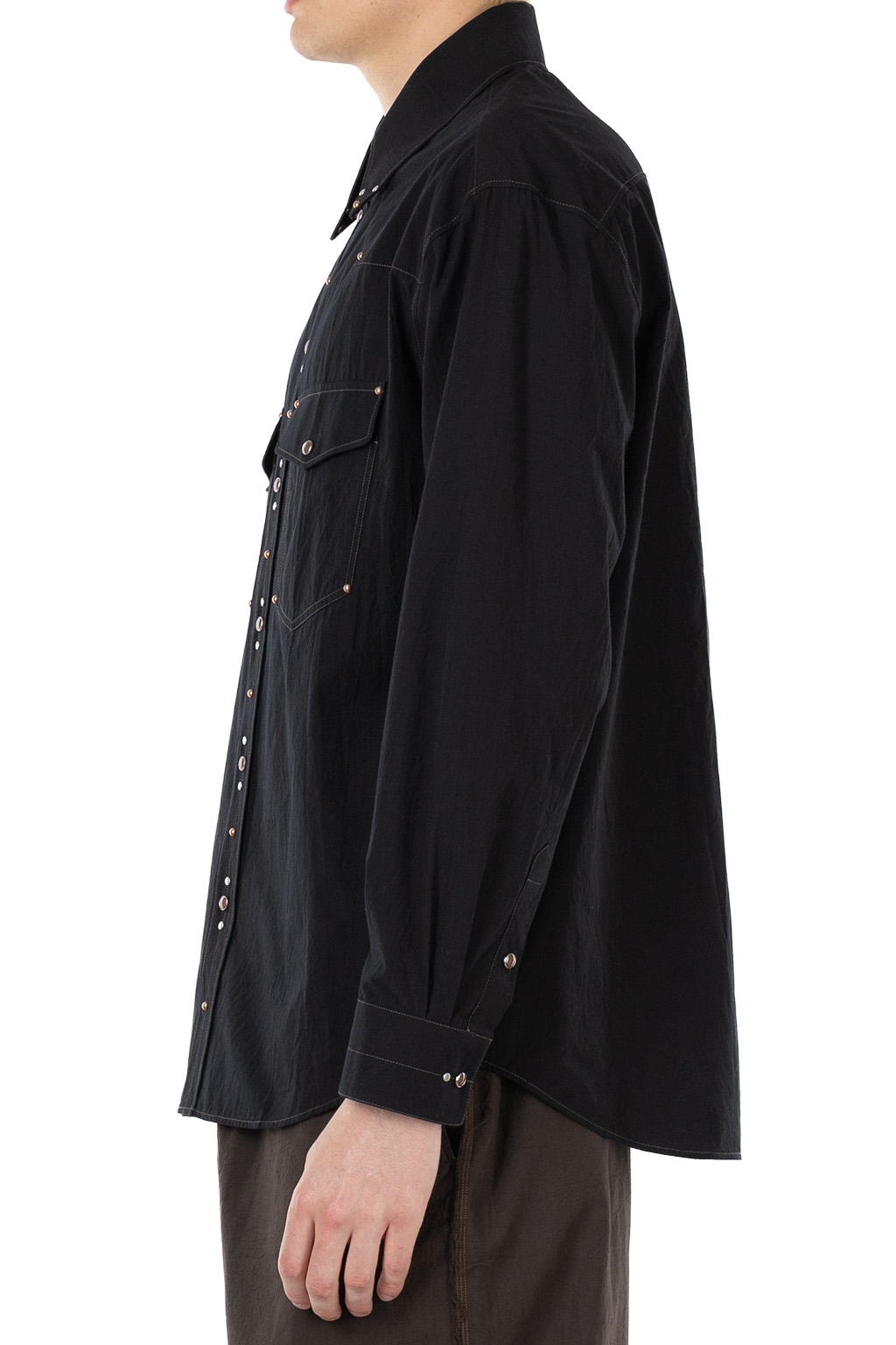 Lemaire - Shirt with Studs - Crepe Cotton - Black