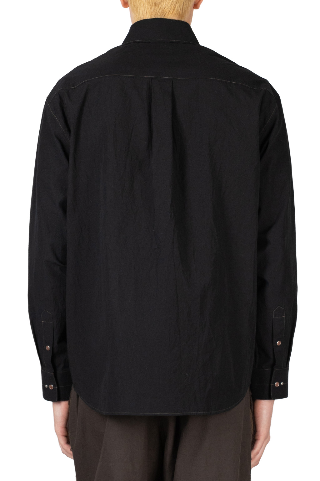 Lemaire - Shirt with Studs - Crepe Cotton - Black