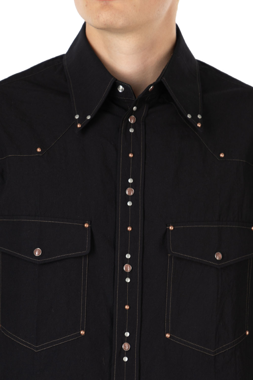 Lemaire - Shirt with Studs - Crepe Cotton - Black