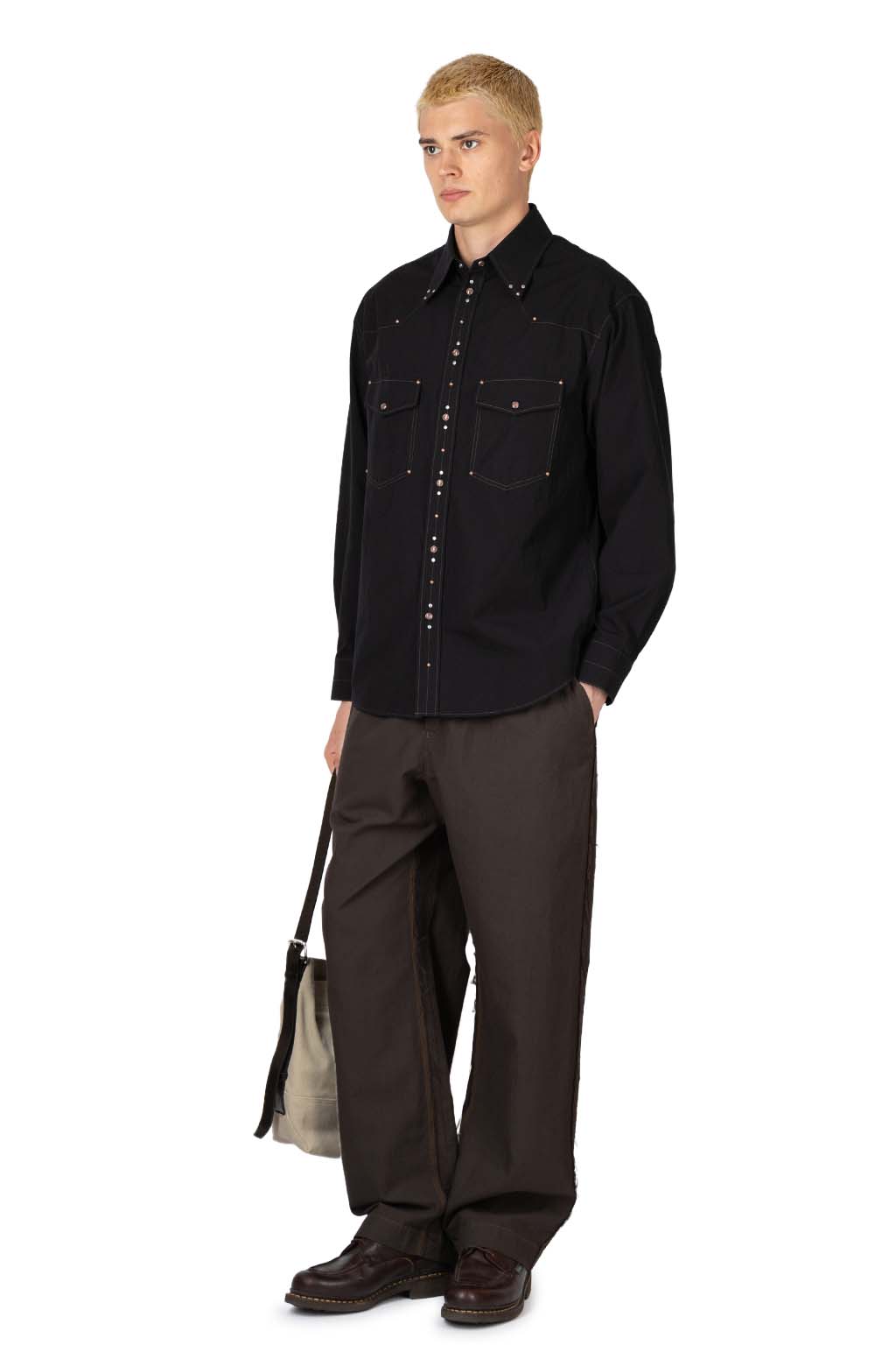 Lemaire - Shirt with Studs - Crepe Cotton - Black