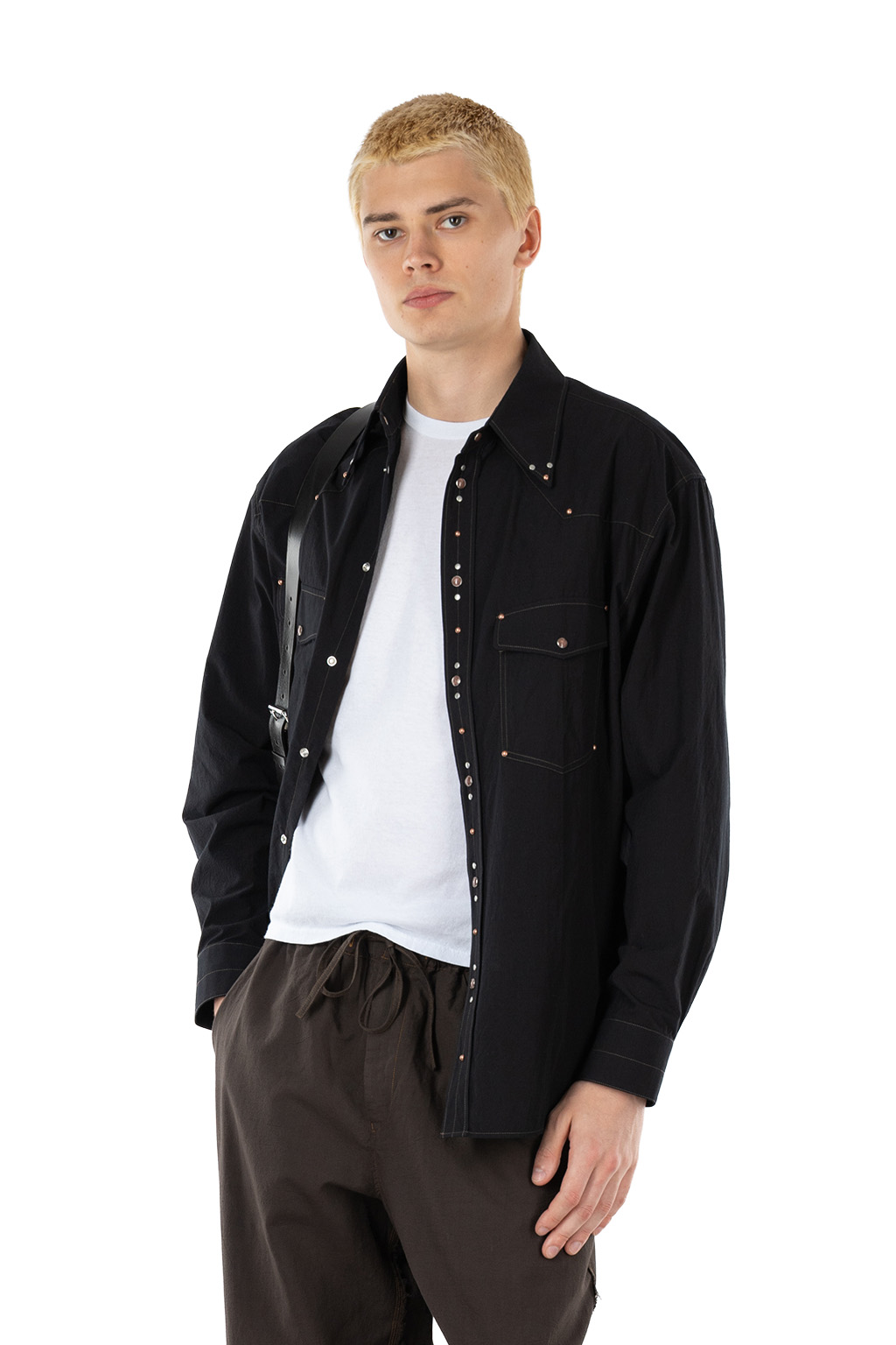 Lemaire - Shirt with Studs - Crepe Cotton - Black