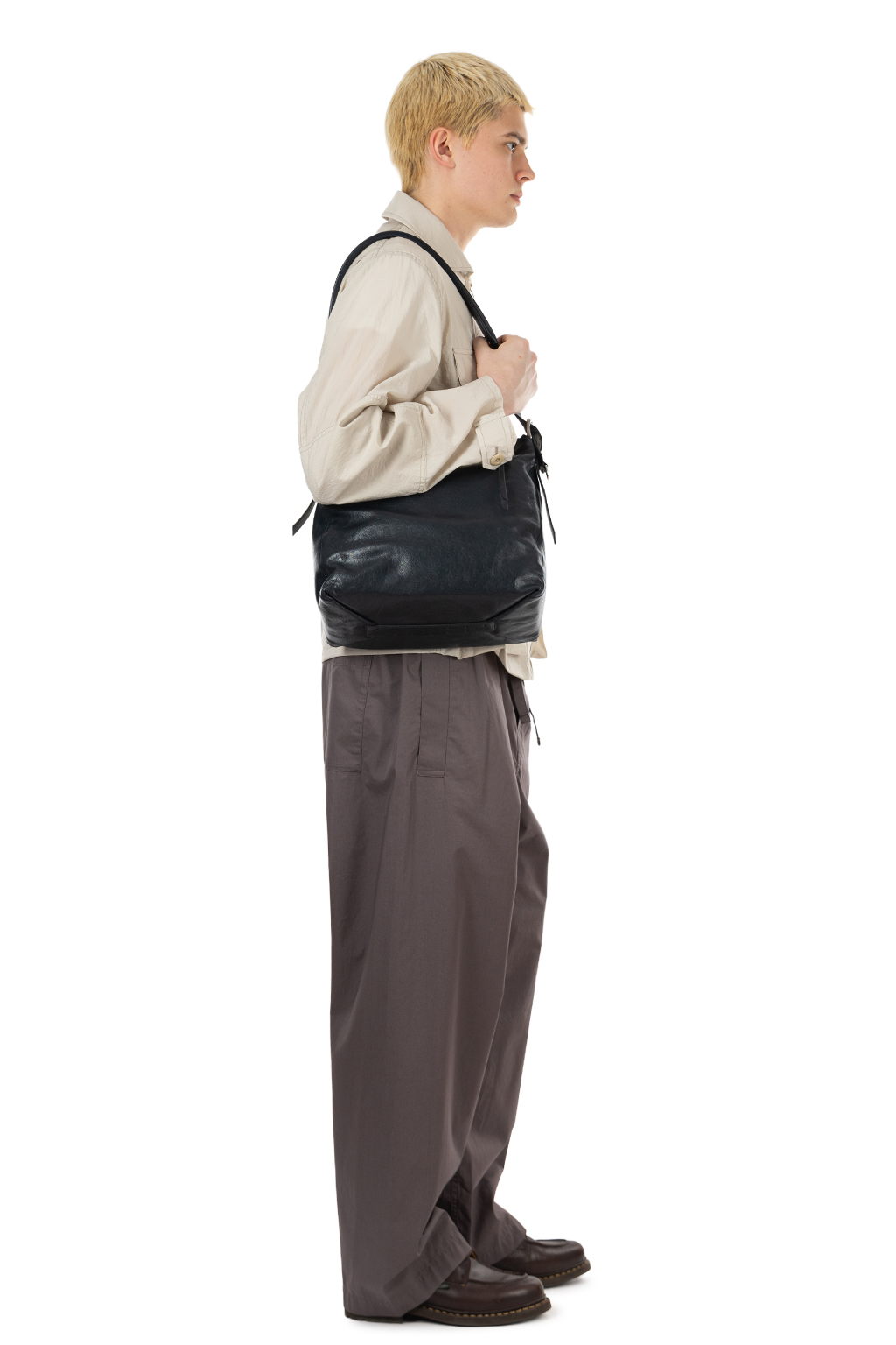 Lemaire - Small Belted Hobo Bag - Leather - Dark Navy