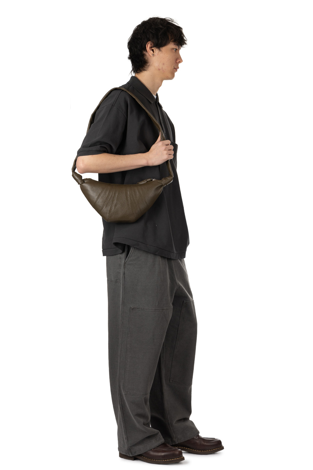 Lemaire - Small Croissant Bag Soft Grained Leather - Dark Olive