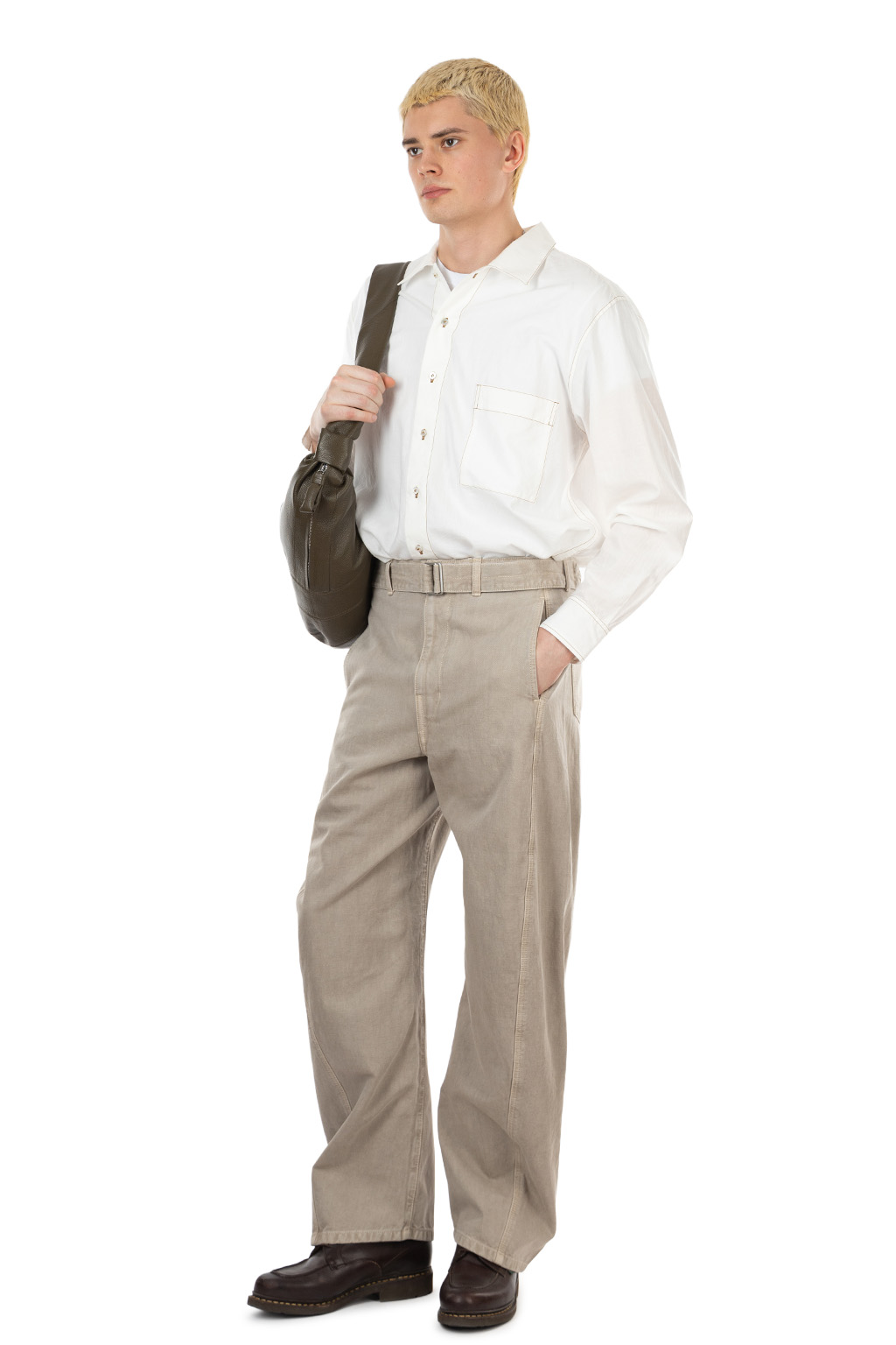 Lemaire - Twisted Belted Pants - Heavy Broken Twill Snow - Moonstone