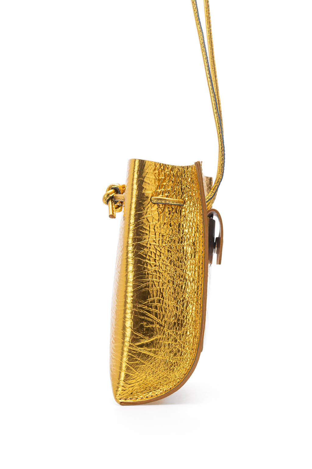 MARROW - Metallic String Pouch-Yellow Gold