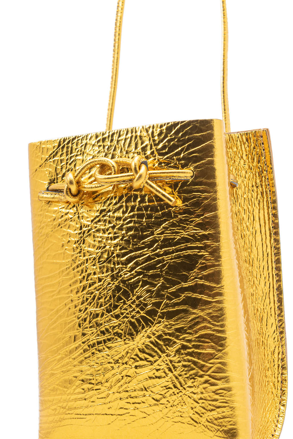 MARROW - Metallic String Pouch-Yellow Gold