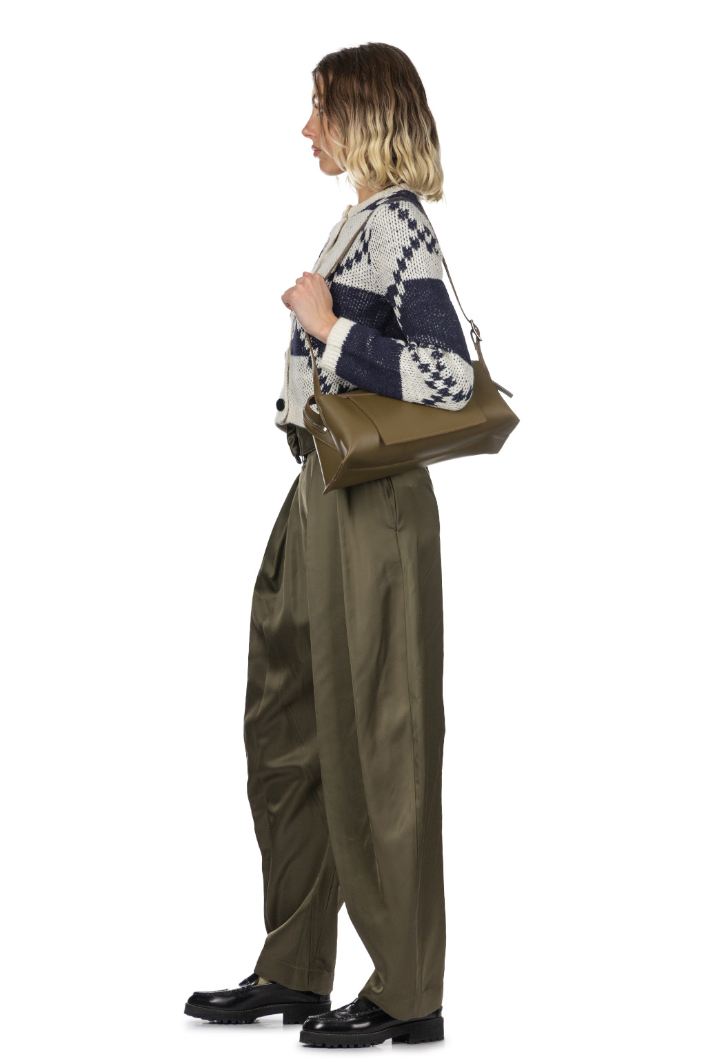 MARROW - Oblong Shoulder Bag-Dark Olive