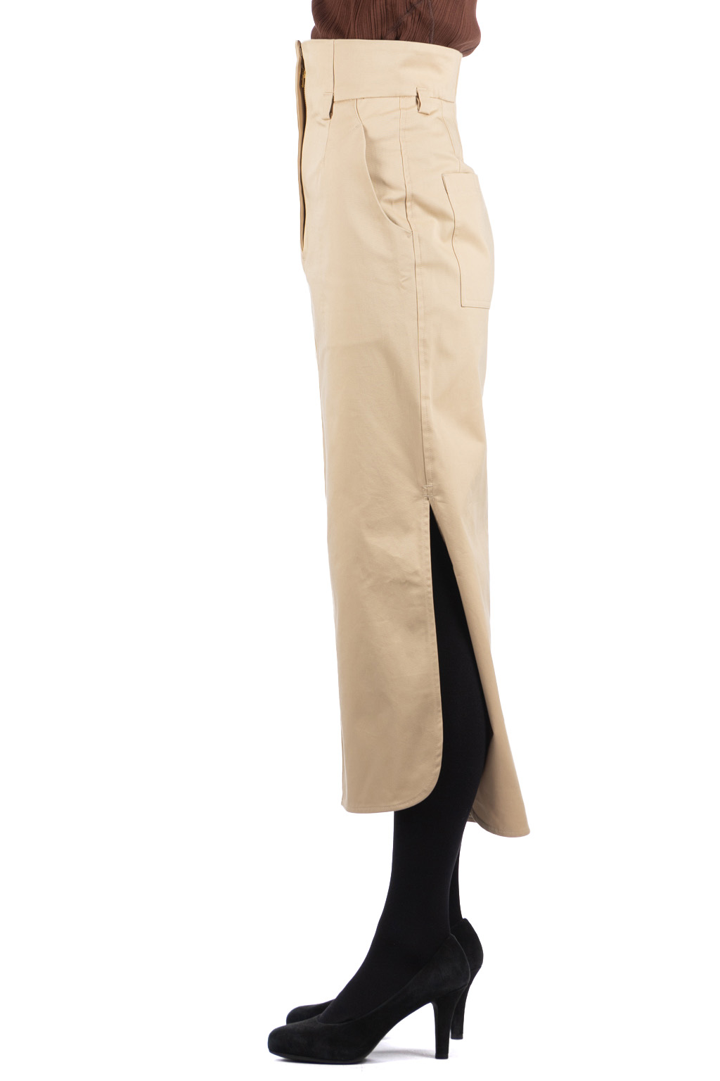 Mame Kurogouchi - Cotton Chino Side Slit Skirt - Beige