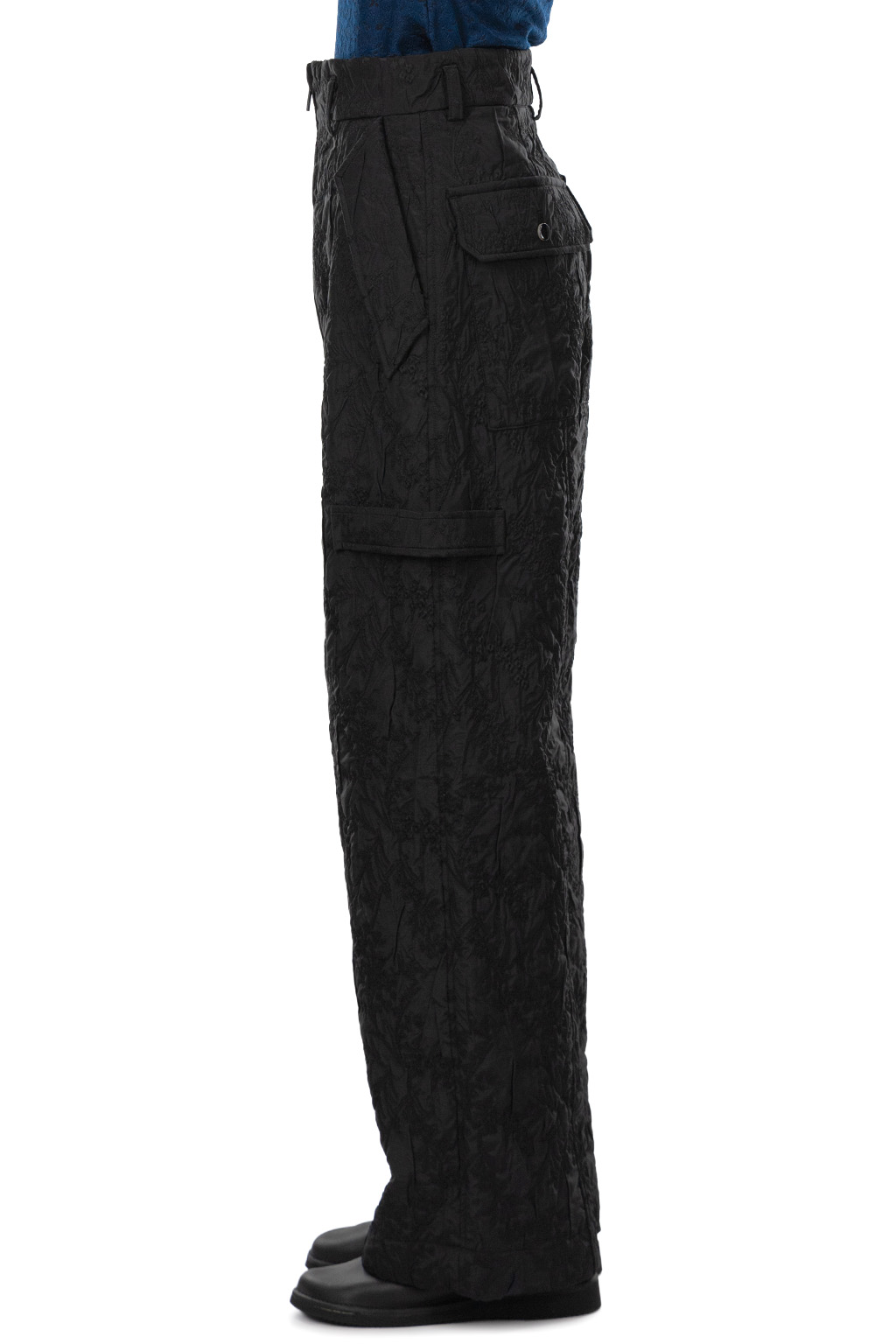 Mame Kurogouchi - Floral Jacquard Triple Cloth High Waisted Trousers - Black