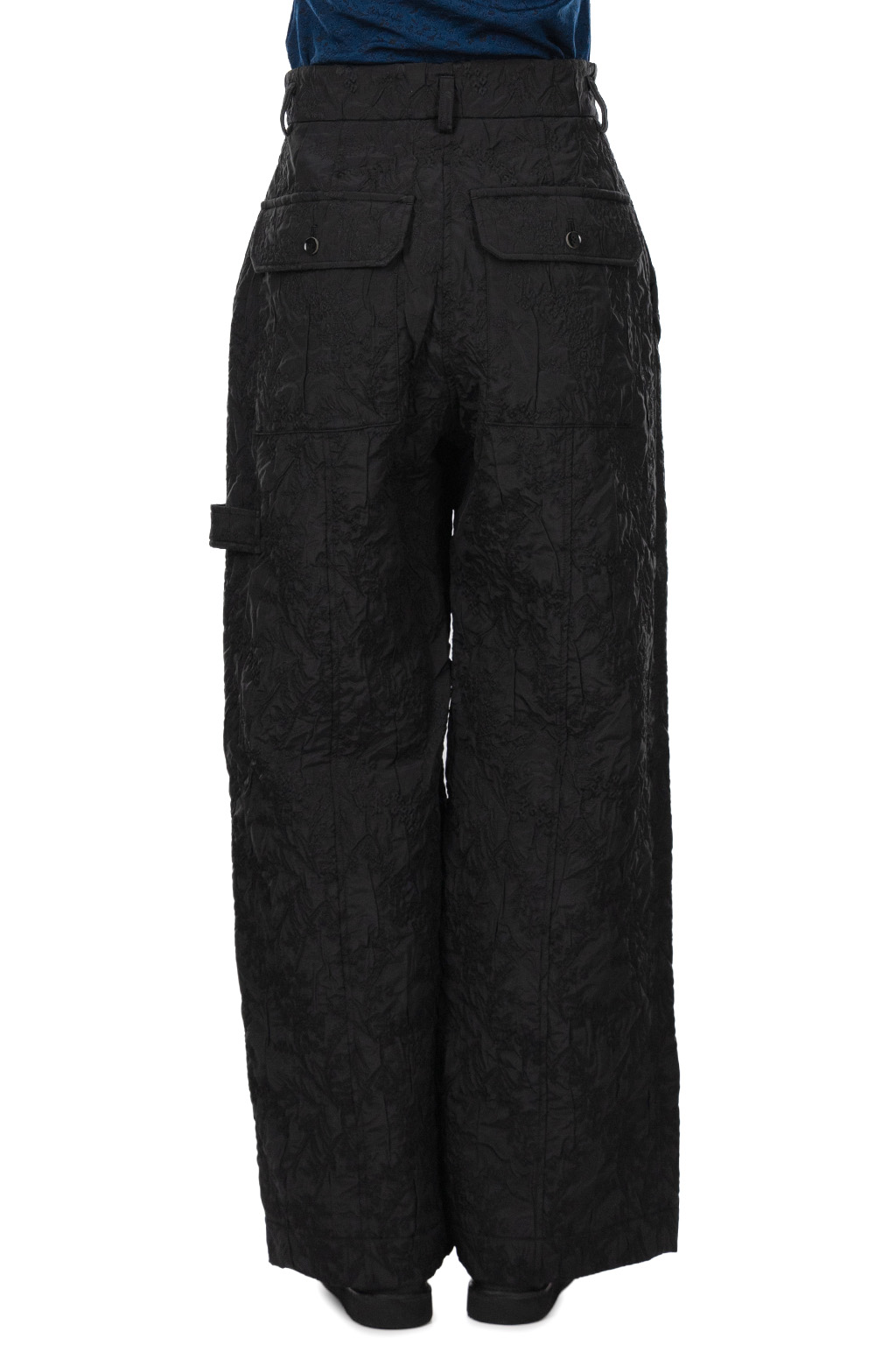 Mame Kurogouchi - Floral Jacquard Triple Cloth High Waisted Trousers - Black