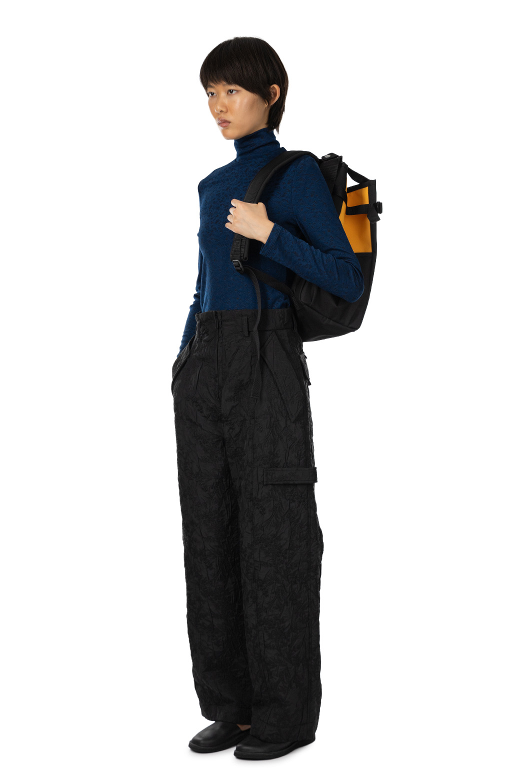 Mame Kurogouchi - Floral Jacquard Triple Cloth High Waisted Trousers - Black