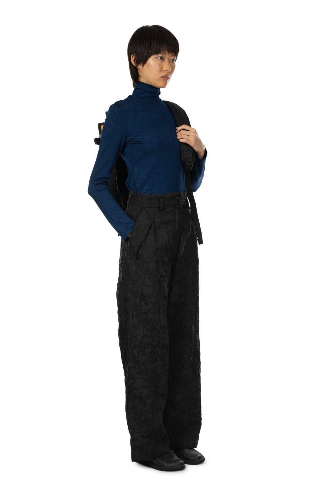 Mame Kurogouchi - Floral Jacquard Triple Cloth High Waisted Trousers - Black