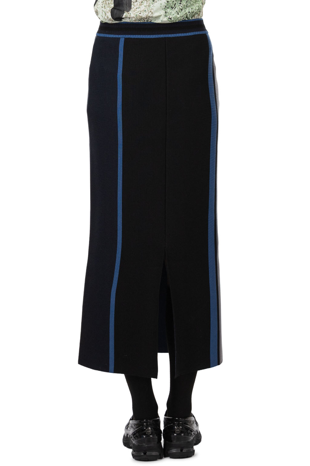 Mame Kurogouchi - Geometric Pattern Knitted Skirt - Navy