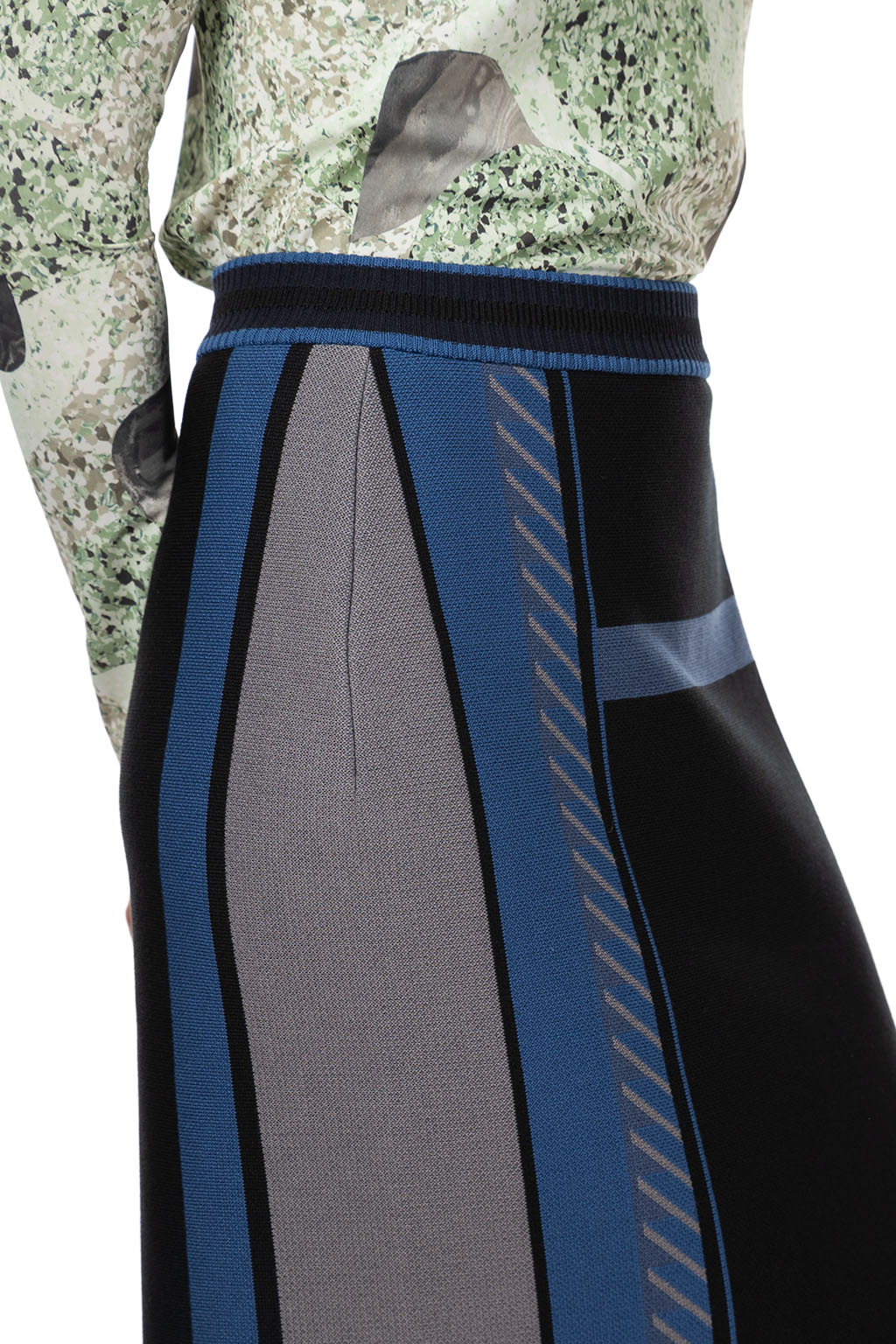 Mame Kurogouchi - Geometric Pattern Knitted Skirt - Navy