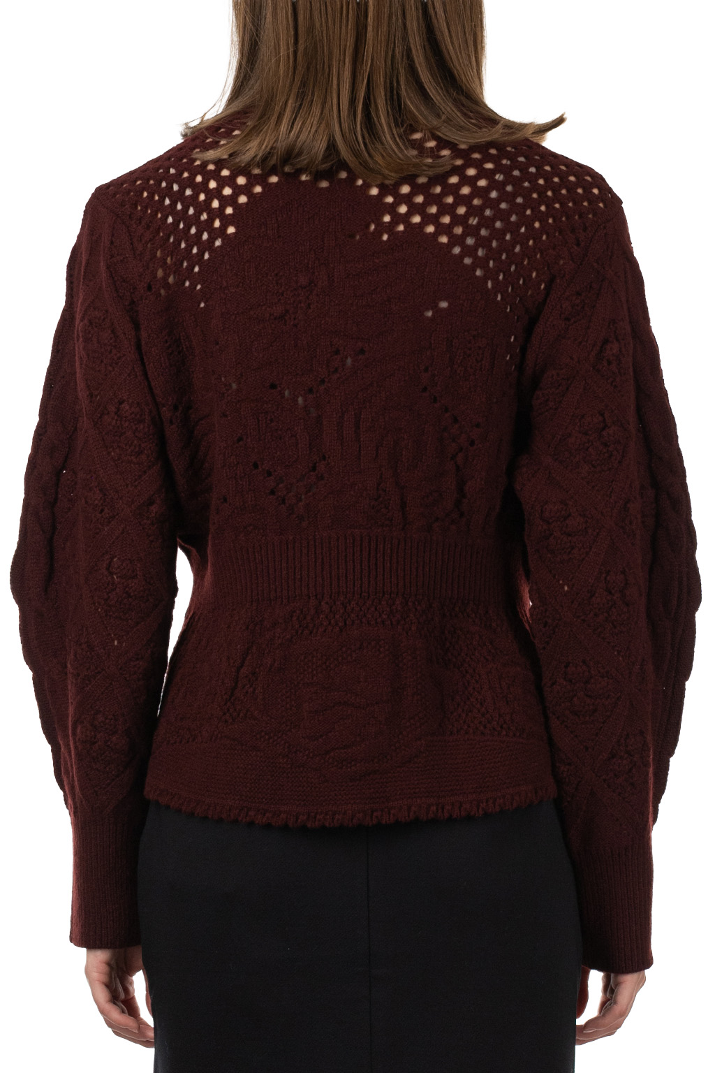 Mame Kurogouchi - Multi Pattern Low Gauge Knitted Top - Bordeaux
